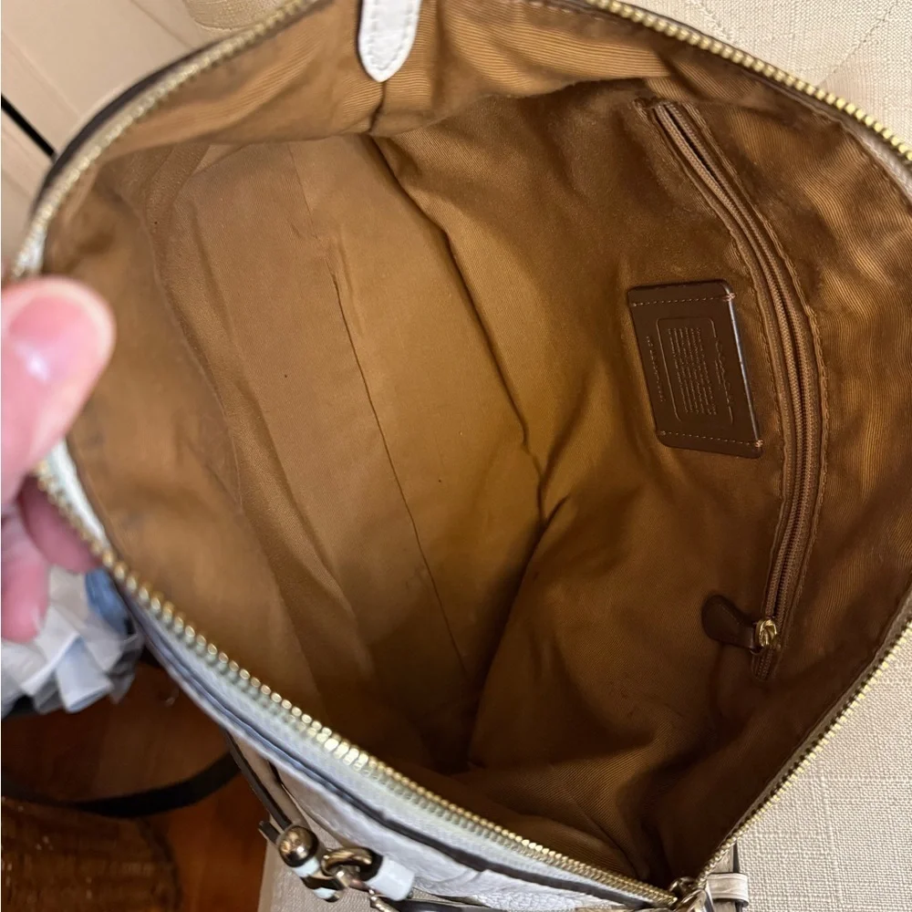Coach Prairie Ivory Pebbled Leather Satchel Crossbody 79997